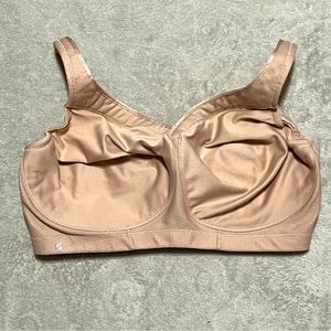 Glamorise MagicLift Wire Free Sports Bra Full Figure Plus Size 38G Cafe